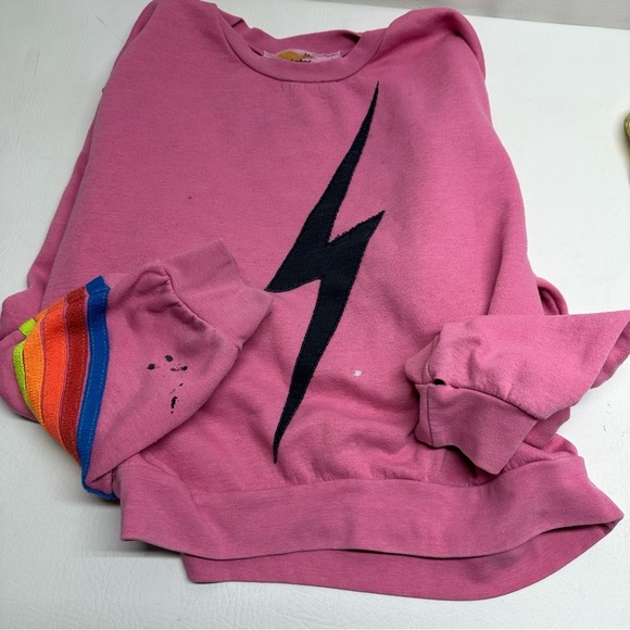 AVIATOR NATION Sweatshirt Pink Lightning Bolt Sweatshirt !sold as is! - Picture 10 of 10
